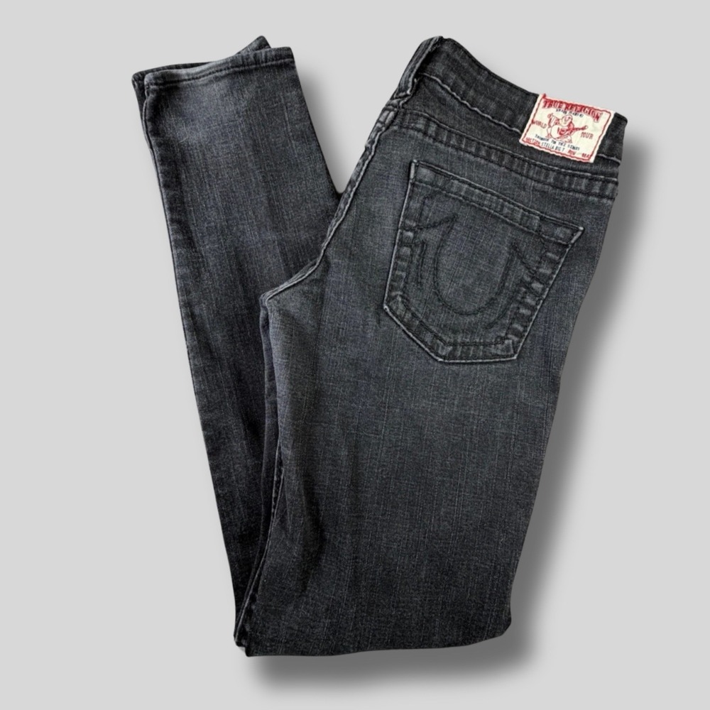 True Religion Skinny Jeans Womens 30 Black‎ USA Made Stretch Denim Y2K